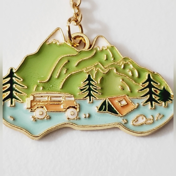 Earrings Camping van life nature handmade mountains Forrest enamel unique - Picture 4 of 11